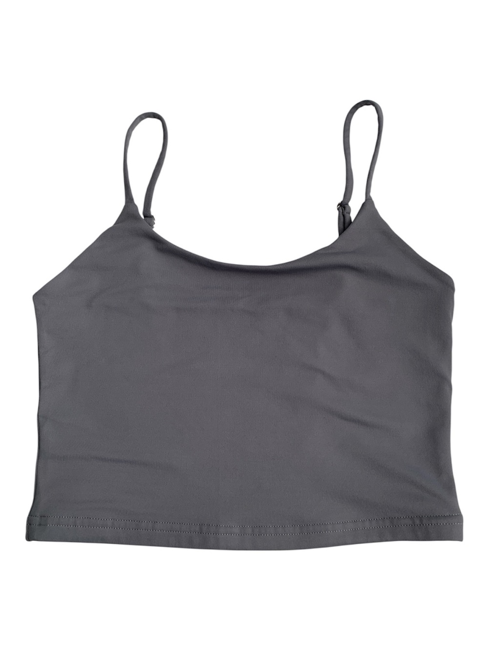 REORIA Women’s Gray Double Lined Activewear Spaghetti Strap Crop Tank Top Small